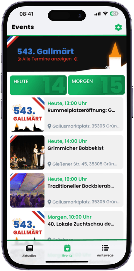 Grünberg-App auf einem Smartphone